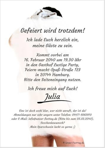 Unser-Festtag Einladungskarte zum Geburtstag, lustig und humorvoll, Postkartengröße, jede Altersangabe möglich, personalisiert Voll fürn Arsch (100 Karten) von Unser-Festtag