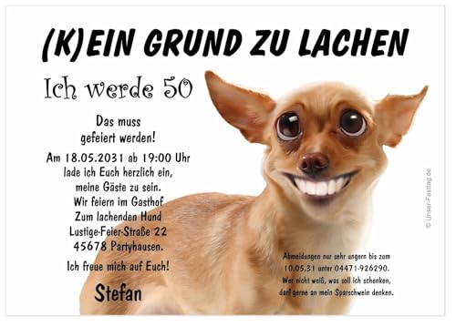 Unser-Festtag Hund (K) ein Grund zu lachen Geburtstagsfete Feier Party - kostenloser Eindruck Ihres Wunschtextes. Für jedes Alter möglich. (10 Karten) von Unser-Festtag