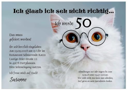 Unser-Festtag Katze Ich glaub ich seh nicht richtig, verschiedene Mengen. Jedes Alter möglich - 30 40 50 60 kostenloser Eindruck Ihres Textes (30 Karten) von Unser-Festtag