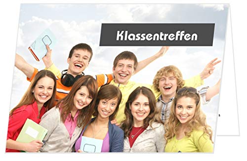 Unser-Festtag Klappkarte mit Klassenfoto Ausgefallene Einladungen zum Klassentreffen, Ihr Text wird kostenlos eingedruckt - 30 Karten von Unser-Festtag