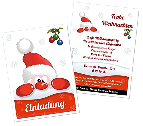 Weihnachtseinladungen für jeden, Geburtstage zur Weihnachten - mit Wunschtext -originell lustig, 50 Stück, 17 x 12 cm groß von Unser-Festtag