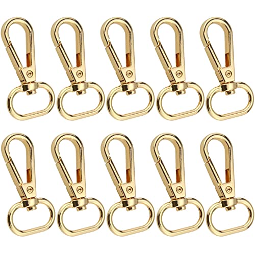 Unvtap 10 Stück 25 x 50 mm Golden Schwenker Hummer Haken Schlüsselanhänger D-Ringen Drehbare Karabinerhaken Karabinerhaken Schlüsselanhänger für DIY Tasche Schlüsselband Rucksack Gurt Zubehör von Unvtap