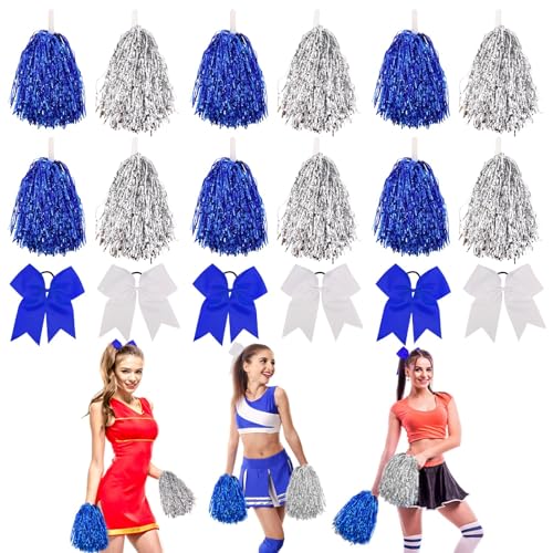 Cheerleading Pompom Girl mit 6 Haarschleifen, Pompom-Outfit, Mädchen, Pompom, Mädchen, Cheerleader, für Sportveranstaltungen, kreativ, Pompon für schottische Feste von UoQo