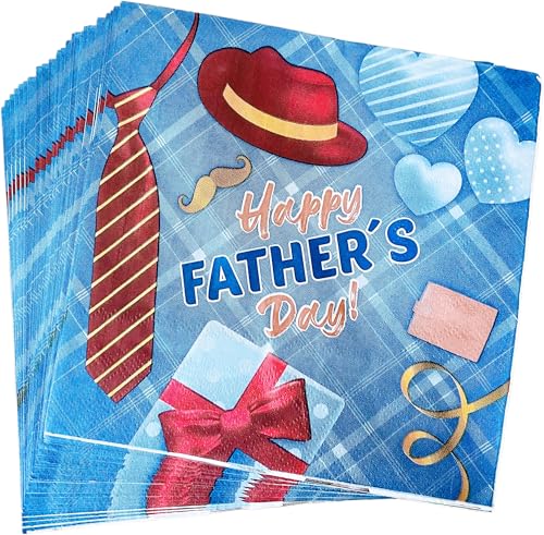 Einweg-Servietten mit Aufschrift "Happy Father's Day", 24 Stück von Uojlvlr