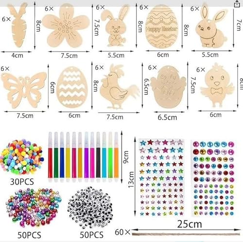 264 Stück Ostern Basteln Holz set von Uoliui