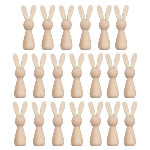 Bunny Wood Cutouts Set, 20 Pieces Animal Bunny, Easter Spring Table Decorations, Farmhouse Wooden Crafts for Easter Holiday Decoration, 3.54x0.98 Inches von Uonguon