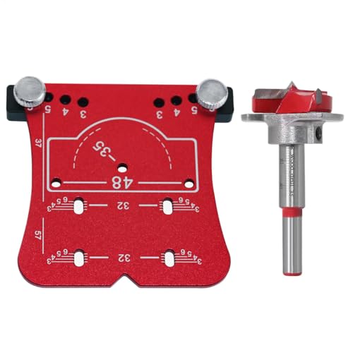 Cabinet Hinge Drill, Hinge Hole Saw, Sturdy Aluminum Alloy Construction, No Additional Tools Needed, Installation Tool For Home,3.35x3.15x0.47 inches (Red/Silver) von Uonguon