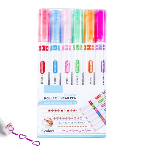 Double Outline Marker Double Tip Pen Marking Pen Set Curve Shape Marker Multifunktions Kunstbedarf Border Design Stifte Schreiben und Journaling Notizen Marker Zeichnen Design Stifte von Uonguon