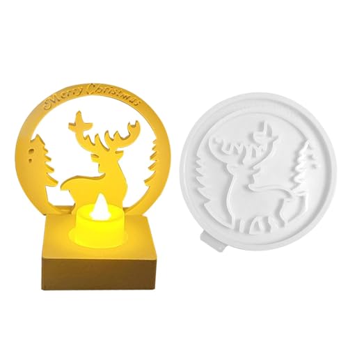 Elk Silicone Mold for Christmas | Casting Mould for Crafts | Circular Pendant Craft Making Tool for Christmas Candles, Plaster, and Projects | Christmas Elk Silicone Casting Mould von Uonguon