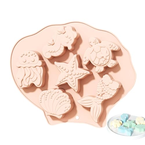 Under the Sea Molds, Marine Fondant Mold, Jellyfish Silicone Mold, Starfish Baking Mold Turtle Cake Mold Seahorse Candy Mold Shell Chocolate Mold Mermaid Tail Mold Sea Creature Mold Silicone Baking Mo von Uonguon