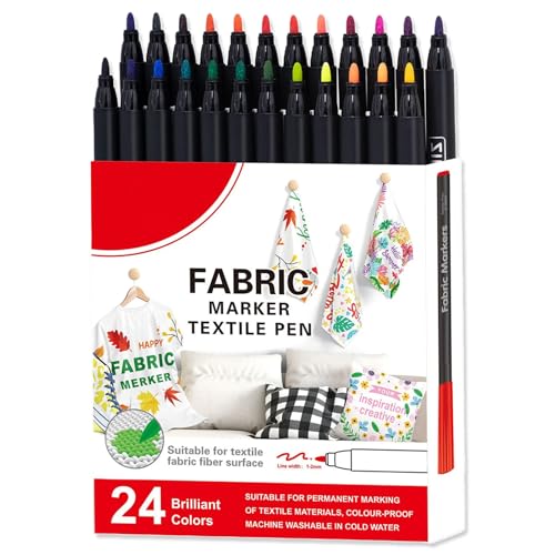 Uonguon Fabric Marker, Cloth Paint Markers, 6.3x5.71 inches Washable Textile Fabric Pens, Fade-Resistant Ink, Watercolor Pen for Tote Bags, T-Shirts, Tablecloths and Outdoor Crafting Uonguon Fabric Marker, Cloth Paint Markers, 6.3x5.71 inches Washable Textile Fabric Pens, Fade-Resistant Ink, Watercolor Pen for Tote Bags, T-Shirts, Tablecloths and Outdoor Crafting von Uonguon