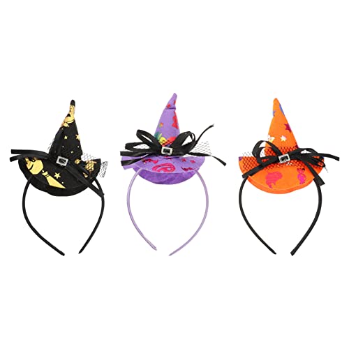 Uonlytech 3 Stück Halloween-Stirnbänder Hexenhut-Stirnband Halloween-Haarband Haarband Kopfschmuck Halloween-Party Für Kinder Erwachsene Kostümzubehör Cosplay-Haar-Accessoires von Uonlytech