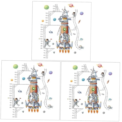 Uonlytech 3 Stück Wandaufkleber Zum Messen Der Höhe Kinderzimmeraufkleber Für Wände Weltraum Geburtstagsdekorationen Poster Wandbild Mond Weltraumdekorationen Weltraumtapete von Uonlytech