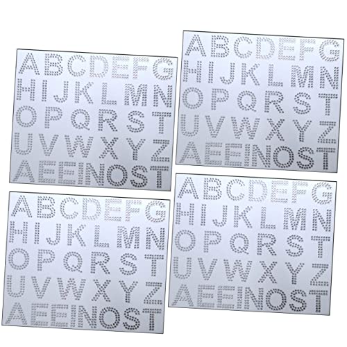 Uonlytech 4 Blätter Alphabet-aufkleber Strasssteine ​​zum Basteln Edelsteine Transparente Strasssteine Zarte Strassbuchstaben Strassband Strass-buchstaben Klare Strasssteine Acryl Weiß von Uonlytech