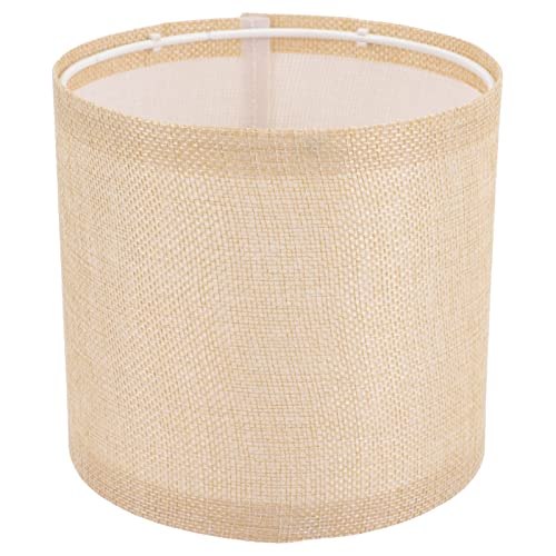 Uonlytech 4 Stück Jute Decke Schlafzimmer auf Stoff Lampe Hängende Zimmer Trommel Wohnzimmer Kleine Vintage Schatten Land Birne Clip Schutz Kerze Baumwolle Leinen Übergangswand von Uonlytech