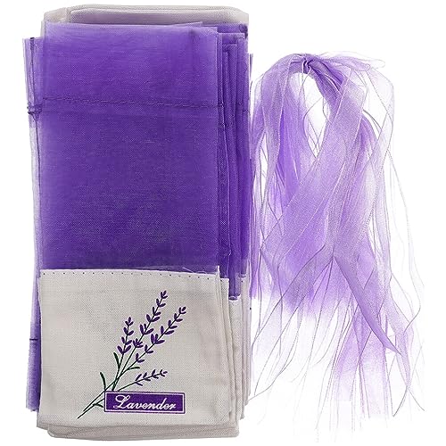 Uonlytech 50 Stücke Leere Duftbeutel Lavendelsäckchen Organzasäckchen Geschenksäckchen Duftsäckchen mit Lavendel Stickerei Kordelzug für Lavendel Duft Kleiderschrank Handtasche von Uonlytech