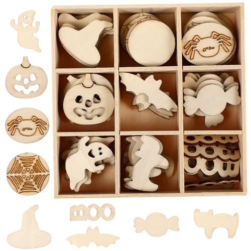 Uonlytech 72 Stück Teiliges Holzchips für Halloween Dekoration Kreative Bastelideen Handgefertigte Holzverzierungen Praktischer Box für Erwachsene Uonlytech 72 Stück Teiliges Holzchips für Halloween Dekoration Kreative Bastelideen Handgefertigte Holzverzierungen Praktischer Box für Erwachsene von Uonlytech