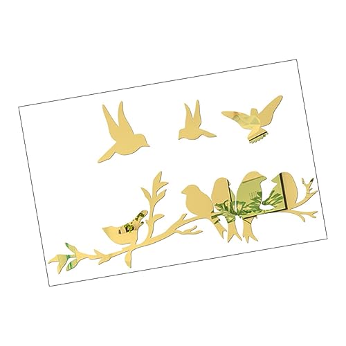 Uonlytech Fliegender Vogel-spiegel-wandaufkleber Acryl-vogel-spiegel-wandbilder Wandtattoo Vogelbaum Wandtattoo Spiegelfläche Pflanzenblumen-aufkleber Bürotapete Dreidimensional Ornament 3d von Uonlytech