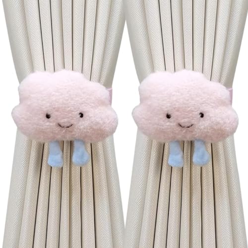 Uoocg 2 Stück Vorhänge Raffhalter Cartoon, Vorhang Straps, Vorhang Schnalle Haken Clip für Kinderzimmer Dekorationen (Rosa Wolken) von Uoocg