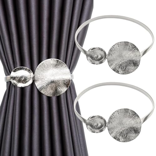 Uoocg 2 Stück Vorhang Raffhalter Silber Metall modern Vorhangschnalle Gardinen zubehör für den Innenbereich Wohnzimmer Schlafzimmer (Lotusblatt) von Uoocg