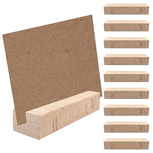 Uootach 10 Stück Kartenhalter Holz, 10cm Rechteck Menükartenhalter aus Buchenholz, Positionskartenhalter, Namensschild-Fotohalter, Fotoclip, Positionshalter aus Holz, für Hochzeiten, Restaurants von Uootach