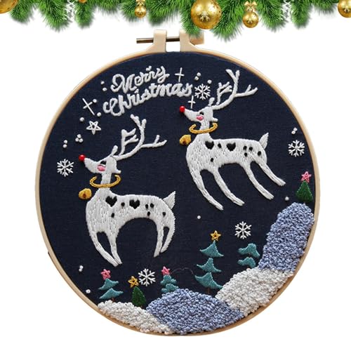 Uoqpty Frohe Weihnachten Stickset Ornamente | Kreuzstich-Ornament-Set,Stickset Weihnachtsstrümpfe für Erwachsene und Kinder von Uoqpty