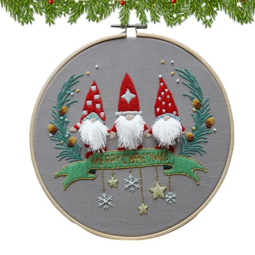 Uoqpty Weihnachts-Stickset, Weihnachtsmann-Stickset, Weihnachten Hand Winter Stickset für Anfänger Erwachsene Kinder von Uoqpty