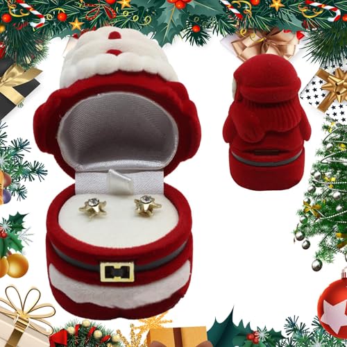 Uoqpty Weihnachtsdekorierte Schmuckschatullen | Weihnachtsring-Box mit Weihnachtsmann-Design – Weihnachts-Schmuckaufbewahrung, Schmuckschatulle, Weihnachts-Schmuckschatulle für Schmuck und Halsketten von Uoqpty