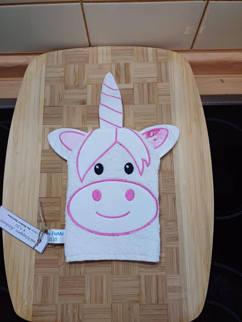 Kinder-Waschlappen Einhorn Bunt - Upcycling Unikat Handarbeit #173 von UpcyclingbyPaMue