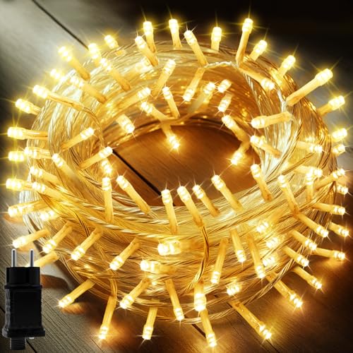 Uping Lichterkette 200 Leds 22 Meter mit EU-Stecker von DC 31V Niederspannungstransformator und 8 Programm für Party, Halloween, Hochzeit, Beleuchtung Deko warmweiß [Energieklasse A+++] von Uping