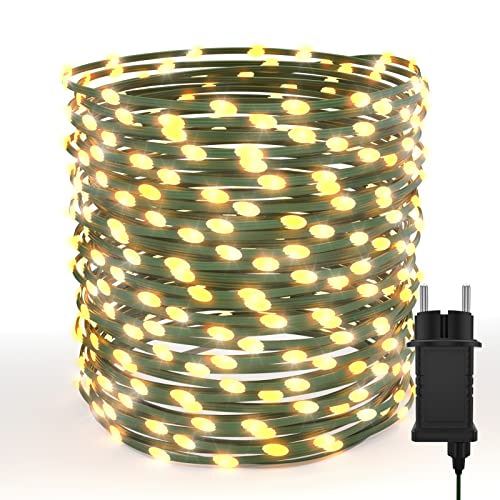 Uping Lichterkette außen 35M 300 LED Lichterkette Weihnachtsbaum Warmweiß 8 Modi Mit Timer Wasserdicht Weihnachtsbeleuchtung Außen Innen Weihnachtsdeko Tannenbaum Garten Balkon von Uping