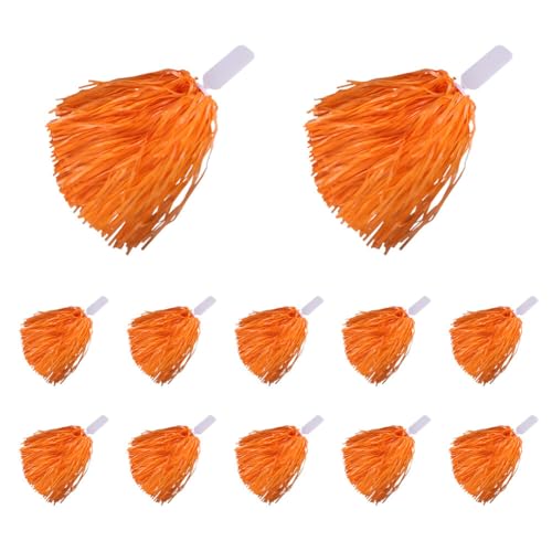 12 Stücke Cheerleading Pompons Cheerleader Bunte Pompons Handblume mit Griffen Tanzpuschel Cheers Ball PE Tanzpuschel Cheers Ball für Sport Cheers Tanz Abendkleid Nachtparty Bühnenleistung von Uposao