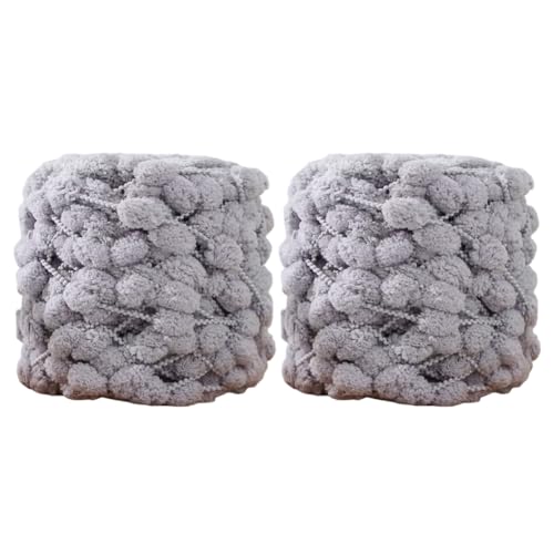 2 Rollen Pompon Garne Polyester Garn Handstricken Häkelgarn Schneeballbohnengarn Niedlicher Garnfaden zum Häkeln Decken, Hüten, Matten, Handarbeitsgarn 100 g/Rolle von Uposao