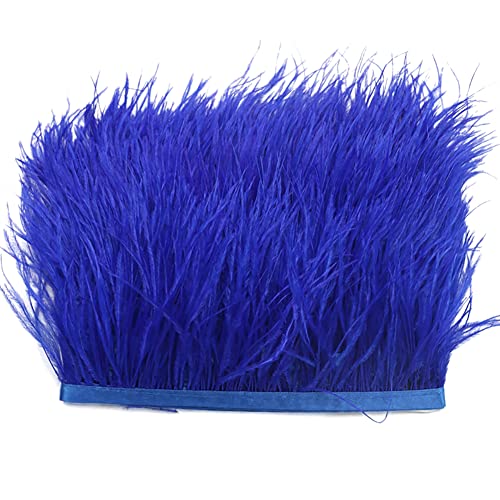 2M Türkei Federn Fringe Trim,Fransen mit Satinband Natürlichen Feder Fransen für Kleid Nähen Handwerk Kostüme Dekoration DIY Deko Federn basteln,Zuhause Dekor,Halloween Federband Bastelzubehör,Blau #1 von Uposao