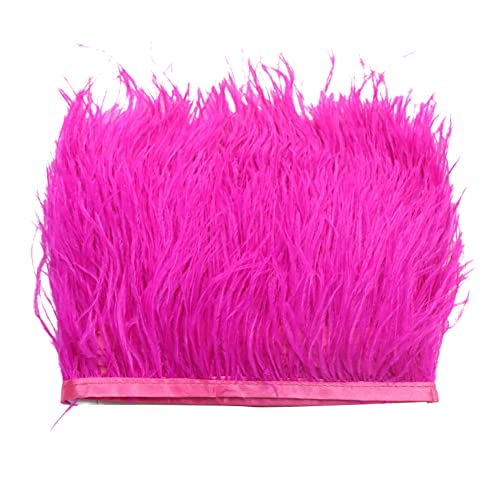 2M Türkei Federn Fringe Trim,Fransen mit Satinband Natürlichen Feder Fransen für Kleid Nähen Handwerk Kostüme Dekoration DIY Deko Federn basteln,Zuhause Dekor,Halloween Federband Bastelzubehör,Rose von Uposao