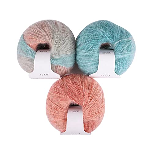 Uposao 3 Stück Mohair Farbverlauf Hochwertiges Garn Ombre Mischgarnknäuel Weiche Mohair Strick Wolle Garn Für Zum Stricken Und Häkeln 30g/Rolle von Uposao