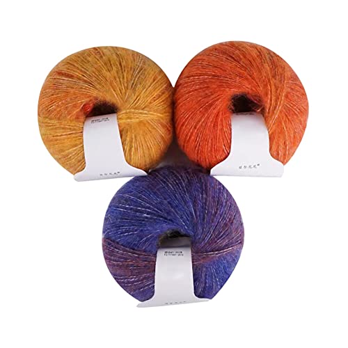 Uposao 3 Stück Mohair Farbverlauf Hochwertiges Garn Ombre Mischgarnknäuel Weiche Mohair Strick Wolle Garn Für Zum Stricken Und Häkeln 30g/Rolle von Uposao