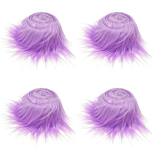 4 Stücke Kunstfell Bordüre Band Fellstoff Furry Faux Precut Strips Kunstfellband Plüsch Fluffy Craft Plüschstoff Dekoband Plüsch Trim Stoffrolle fur Beard Santa Hair Dwarf DIY Dekoration 5x150cm von Uposao