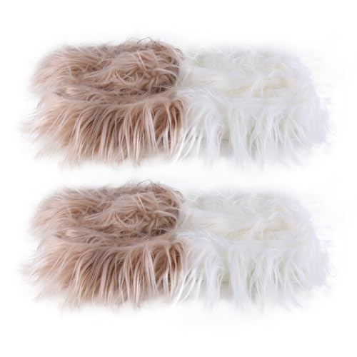 4 Stücke Kunstfell Bordüre Band Fellstoff Furry Faux Precut Strips Kunstfellband Plüsch Fluffy Craft Plüschstoff Dekoband Plüsch Trim Stoffrolle fur Beard Santa Hair Dwarf DIY Dekoration 5x150cm von Uposao