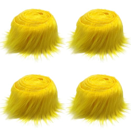 4 Stücke Kunstfell Bordüre Band Fellstoff Furry Faux Precut Strips Kunstfellband Plüsch Fluffy Craft Plüschstoff Dekoband Plüsch Trim Stoffrolle fur Beard Santa Hair Dwarf DIY Dekoration 5x150cm von Uposao