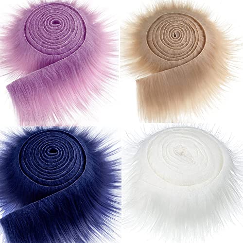 4 Stücke Kunstfell Bordüre Band Fellstoff Furry Faux Precut Strips Kunstfellband Plüsch Fluffy Craft Plüschstoff Dekoband Plüsch Trim Stoffrolle fur Beard Santa Hair Dwarf DIY Dekoration 5x150cm von Uposao