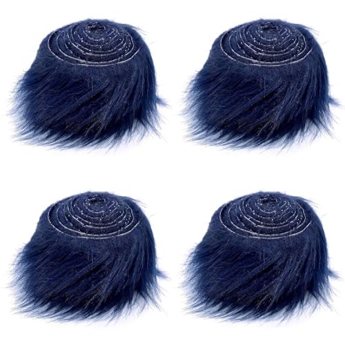 4 Stücke Kunstfell Bordüre Band Fellstoff Furry Faux Precut Strips Kunstfellband Plüsch Fluffy Craft Plüschstoff Dekoband Plüsch Trim Stoffrolle fur Beard Santa Hair Dwarf DIY Dekoration 5x150cm von Uposao