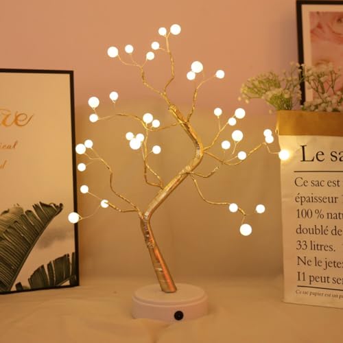 Dekoratives Lichterbaum,45CM 36 LED Baum Lichter Warmweiß Bonsai Baum Lampe Batteriebetrieb und USB Baumlampe verstellbare Zweige Lichterbaum Tischdekoration für Wohnzimmer Party Schlafzimmer Büro von Uposao