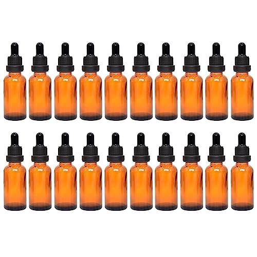 Uposao 20 Stück 15ML Pipettenflasche, Apothekerflasche Tropfflasche mit schwarzer Pipettenkappe Leere Tinktur Flaschen Kleine Glasflasche für Ätherische Öl,Parfümöle,Aromatherapie,Düfte,Flüssigkeit von Uposao