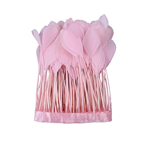 Uposao 2M Natürliche Gänsefedern Fringe Trim, Flauschigen Bastelfedern Dekorationen Borte Fransen Gefieder mit Satinband für Bekleidung DIY Nähen Handwerk Halloween Kostüme DIY Dekoration,Rosa #1 von Uposao