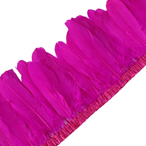 Uposao 2M Natürliche Gänsefedern Fringe Trim, Flauschigen Bastelfedern Dekorationen Borte Fransen Gefieder mit Satinband für Bekleidung DIY Nähen Handwerk Halloween Kostüme DIY Dekoration,Rose von Uposao