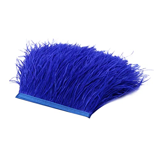 Uposao 2M Natürliche Straußenfedern Fringe Trim,Straußenfeder Borte Fransen mit Satinband für DIY Tuch Kleid nähen Handwerk Weihnachten kostüme Dekoration Halloween Federband Bastelzubehör,Blau #2 von Uposao