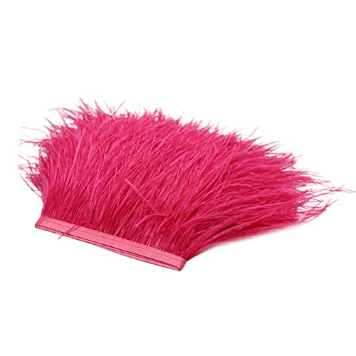 2M Natürliche Straußenfedern Fringe Trim,Straußenfeder Borte Fransen mit Satinband für DIY Tuch Kleid nähen Handwerk Weihnachten kostüme Dekoration Halloween Federband Bastelzubehör,Rose von Uposao