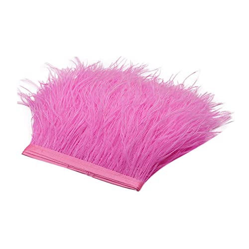 2M Natürliche Straußenfedern Fringe Trim,Straußenfeder Borte Fransen mit Satinband für DIY Tuch Kleid nähen Handwerk Weihnachten kostüme Dekoration Halloween Federband Bastelzubehör,Rosa #2 von Uposao