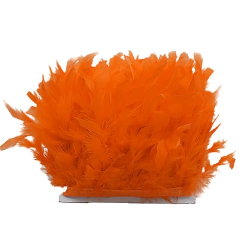 Uposao 5M Türkei Federn Fringe Trim,Natürlichen Feder Fransen für Kleid Nähen Handwerk Kostüme Dekoration DIY Deko Federn basteln, Zuhause Dekor,Halloween Federband Bastelzubehör,Orange von Uposao